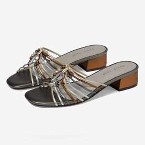 David Tate Sandals 8WW Extra Wide Metallic Excellent Strappy Slides New $110